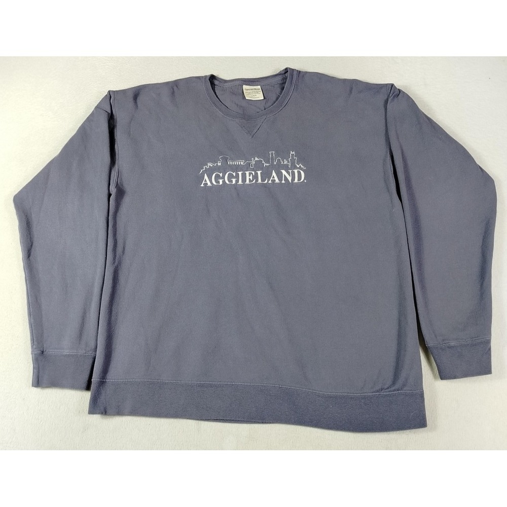 ComfortWash Sweatshirt Mens Large Blue Aggieland Graphic Crewneck College